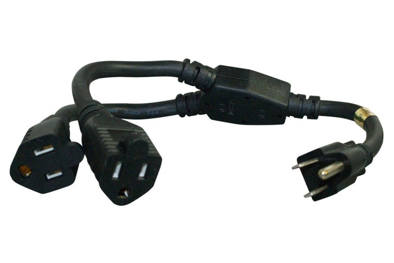 Cablelera Power Cord Extension and Splitter, NEMA 5-15P to NEMA 5-15R x 2, 14 AWG, 15A, 125V (ZWACPQAH-14) - Image 1